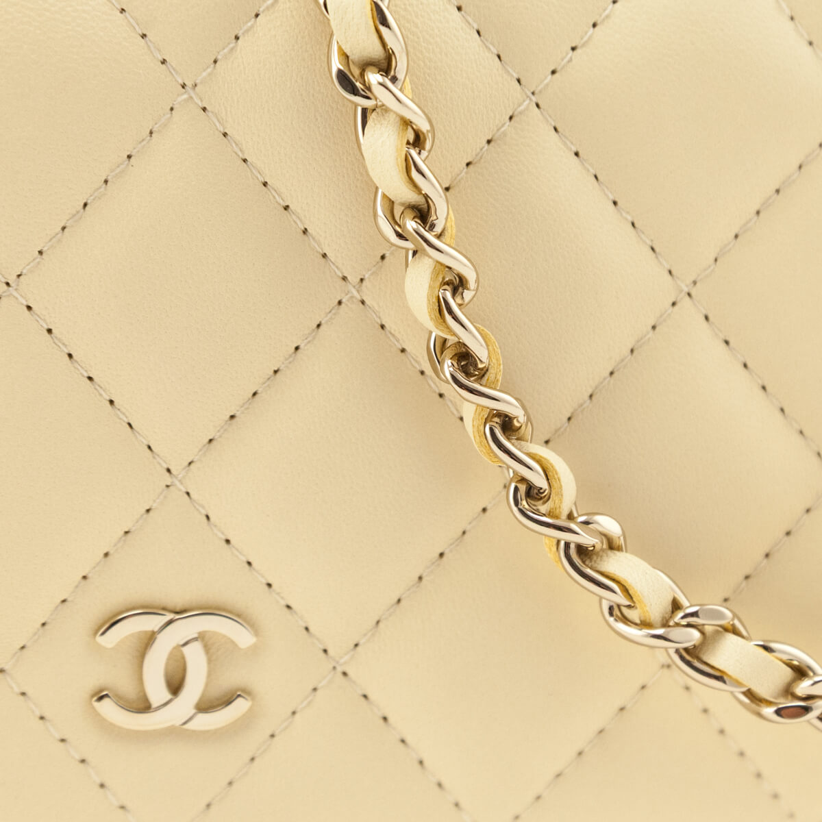 Chanel Light Yellow Lambskin Quilted Wallet On Chain - Love that Bag etc - Preowned Authentic Designer Handbags & Preloved Fashions