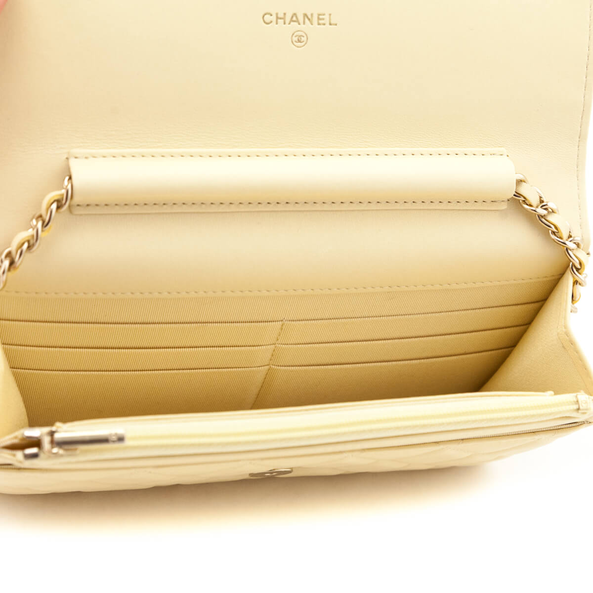 Chanel Light Yellow Lambskin Quilted Wallet On Chain - Love that Bag etc - Preowned Authentic Designer Handbags & Preloved Fashions