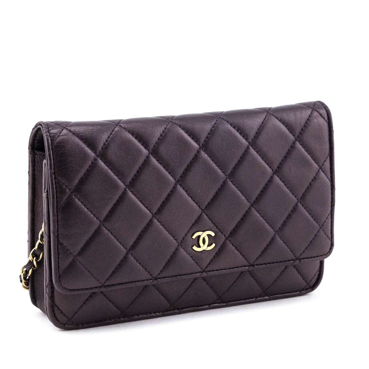 Chanel Dark Mauve Metallic Quilted Lambskin Wallet On Chain - Love that Bag etc - Preowned Authentic Designer Handbags & Preloved Fashions