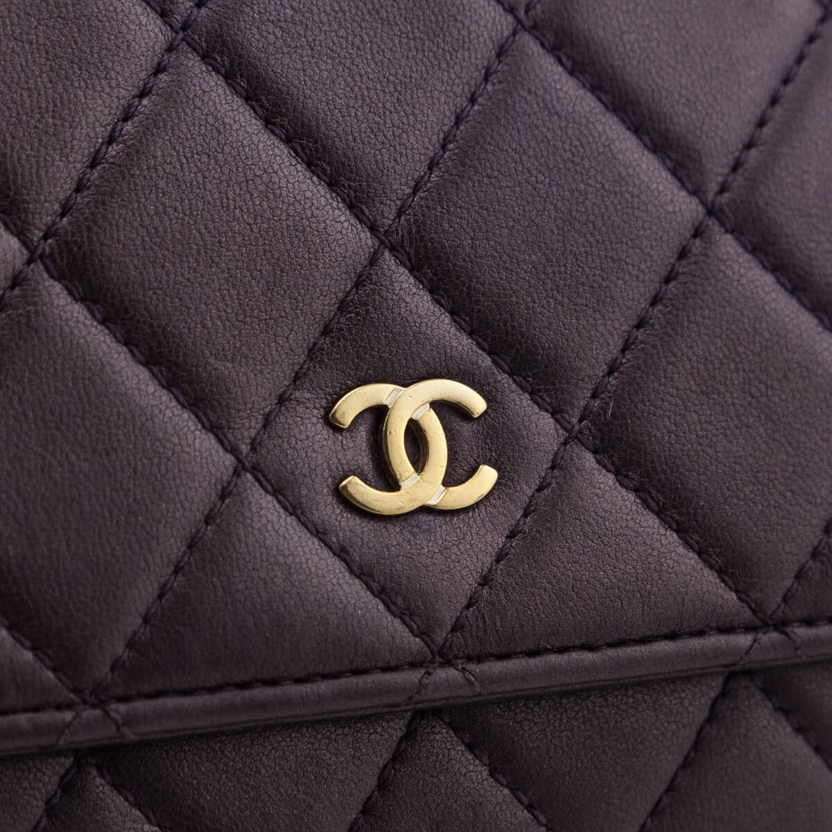 Chanel Dark Mauve Metallic Quilted Lambskin Wallet On Chain - Love that Bag etc - Preowned Authentic Designer Handbags & Preloved Fashions