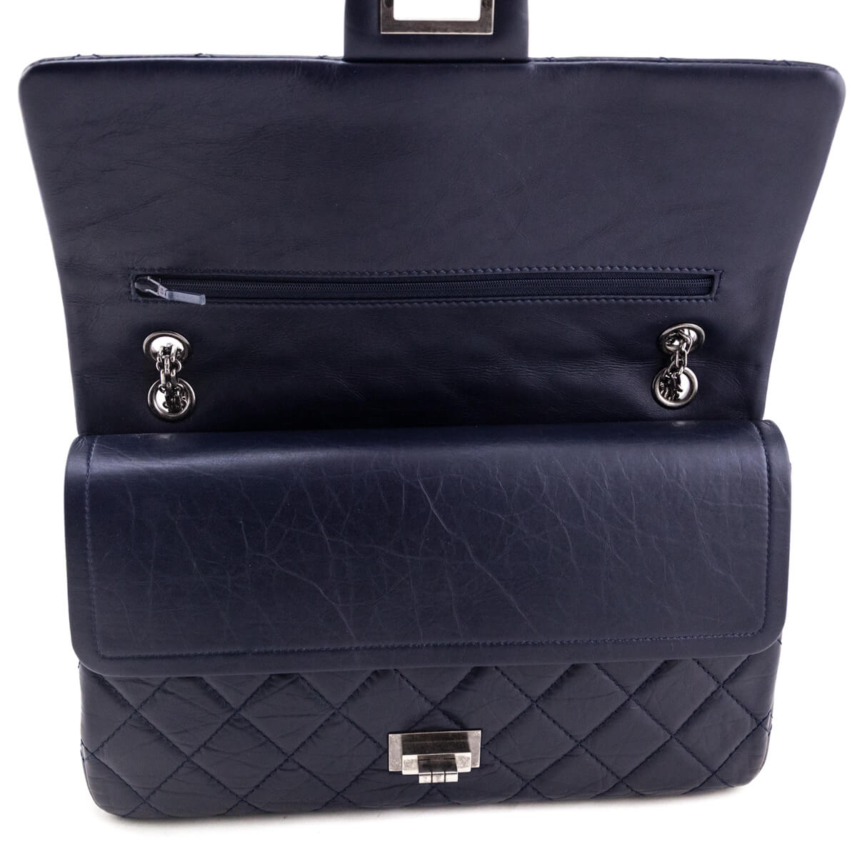 Chanel Navy Aged Calfskin Quilted 2.55 Reissue 227 Flap - Love that Bag etc - Preowned Authentic Designer Handbags & Preloved Fashions