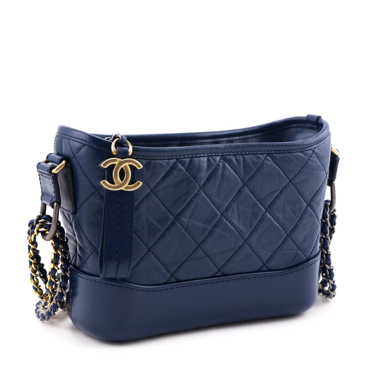 Chanel Navy Aged Calfskin Quilted Small Gabrielle Hobo - Love that Bag etc - Preowned Authentic Designer Handbags & Preloved Fashions