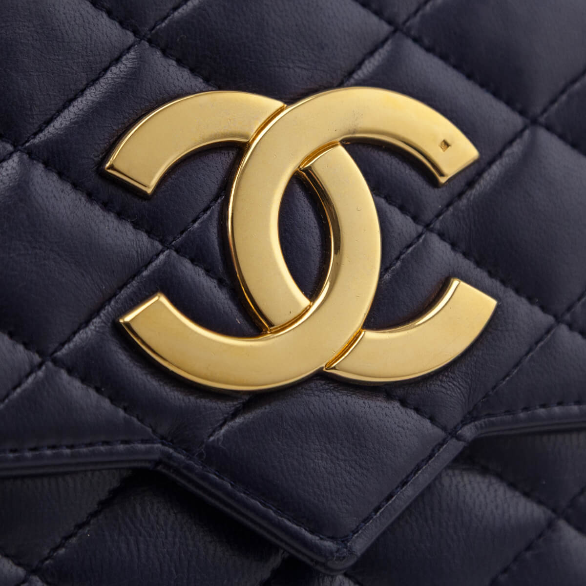 Chanel Navy Blue Lambskin Quilted Vintage Pointed Flap Bag - Love that Bag etc - Preowned Authentic Designer Handbags & Preloved Fashions