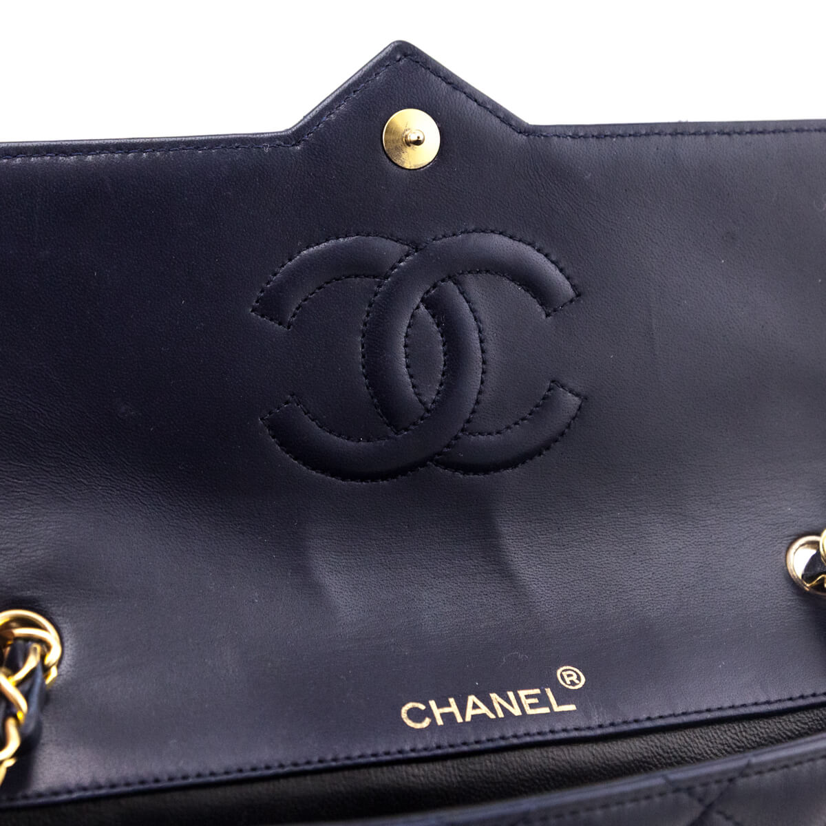 Chanel Navy Blue Lambskin Quilted Vintage Pointed Flap Bag - Love that Bag etc - Preowned Authentic Designer Handbags & Preloved Fashions