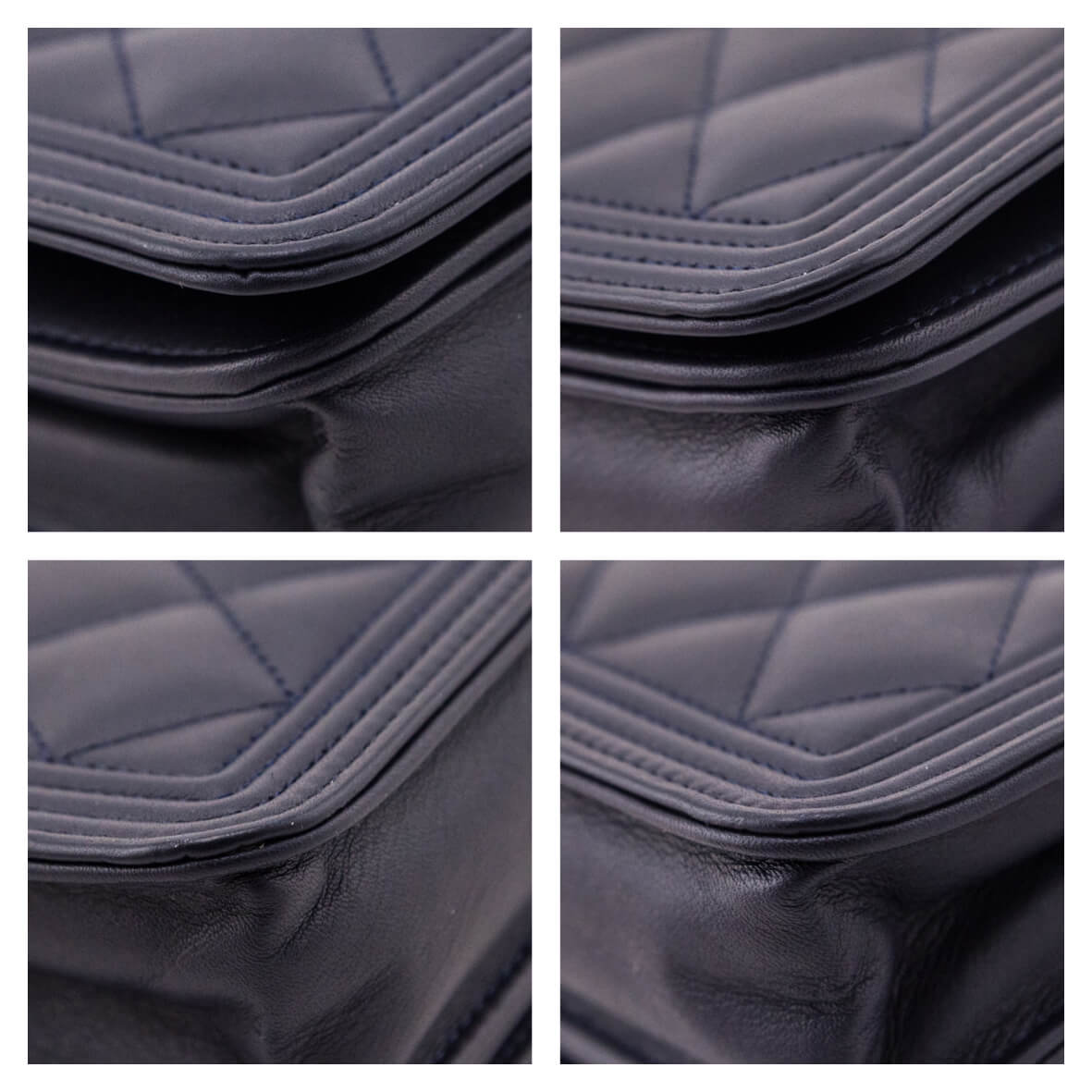 Chanel Navy Calfskin Quilted Boy Wallet On Chain WOC