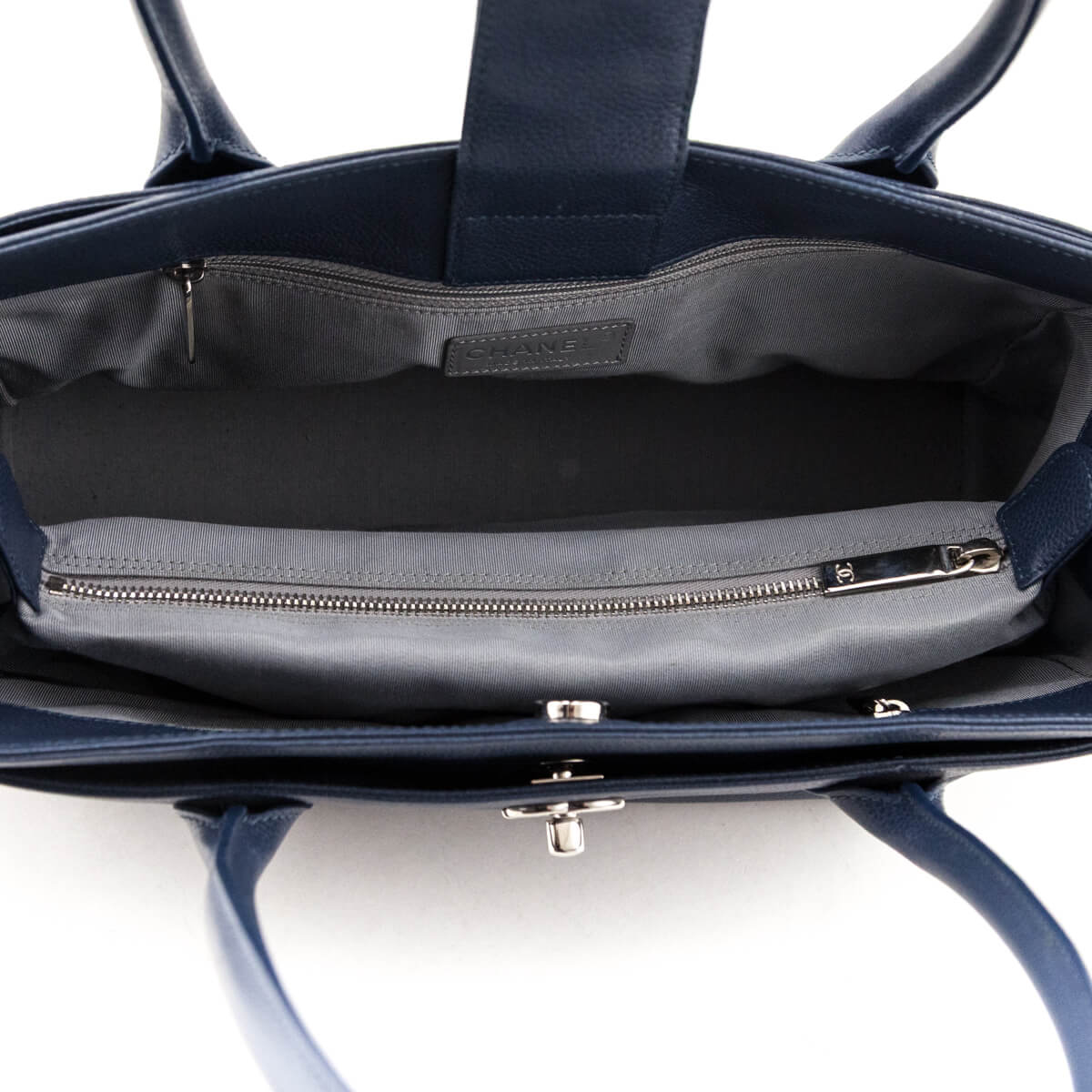 Chanel Navy Calfskin Small Cerf Executive Shopper Tote