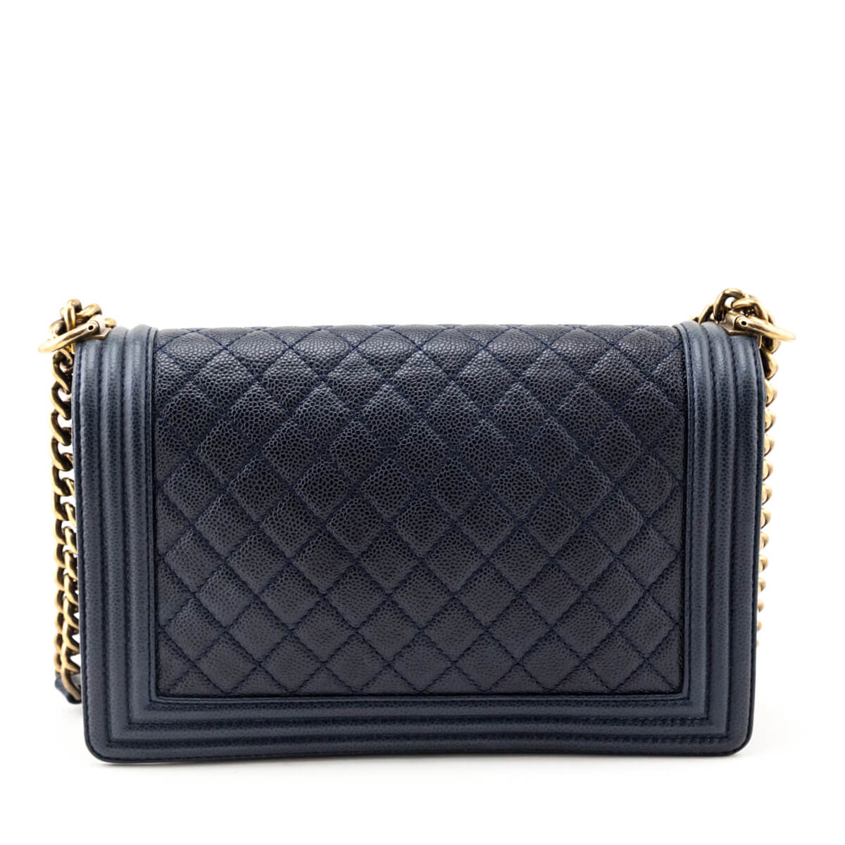 Chanel Navy Caviar Quilted New Medium Boy Flap Bag - Love that Bag etc - Preowned Authentic Designer Handbags & Preloved Fashions