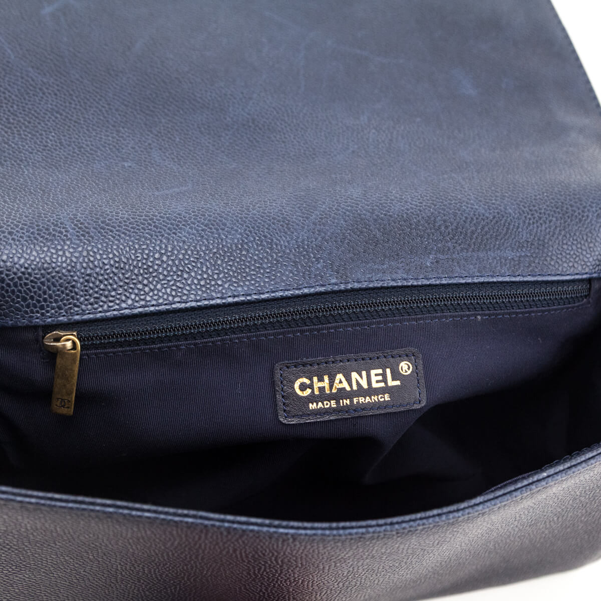Chanel Navy Caviar Quilted New Medium Boy Flap Bag - Love that Bag etc - Preowned Authentic Designer Handbags & Preloved Fashions