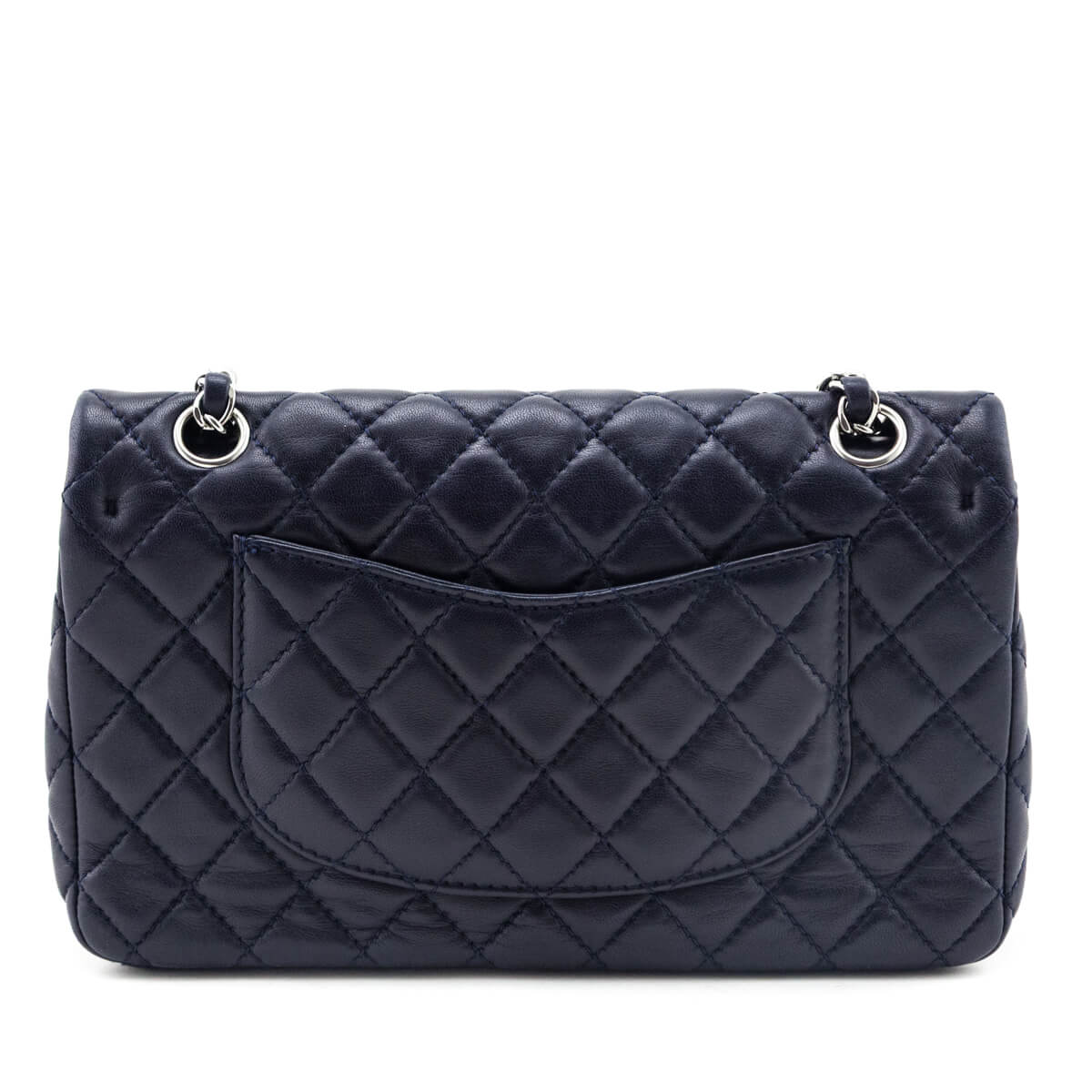 Chanel Navy Quilted Lambskin Medium Soft Double Flap Bag
