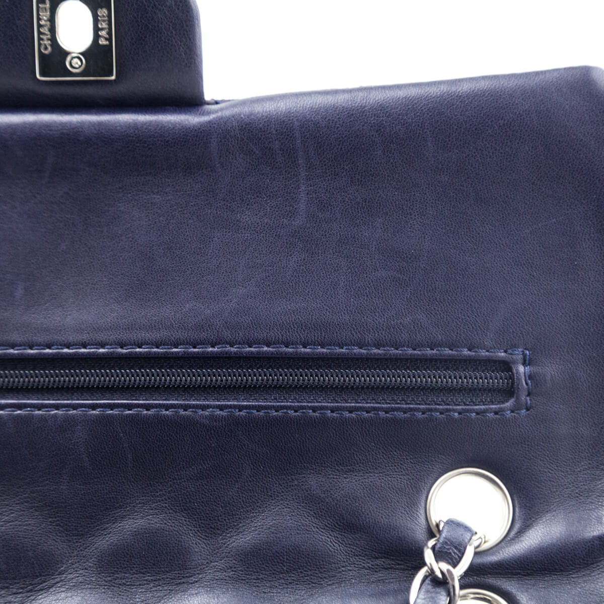 Chanel Navy Quilted Lambskin Medium Soft Double Flap Bag