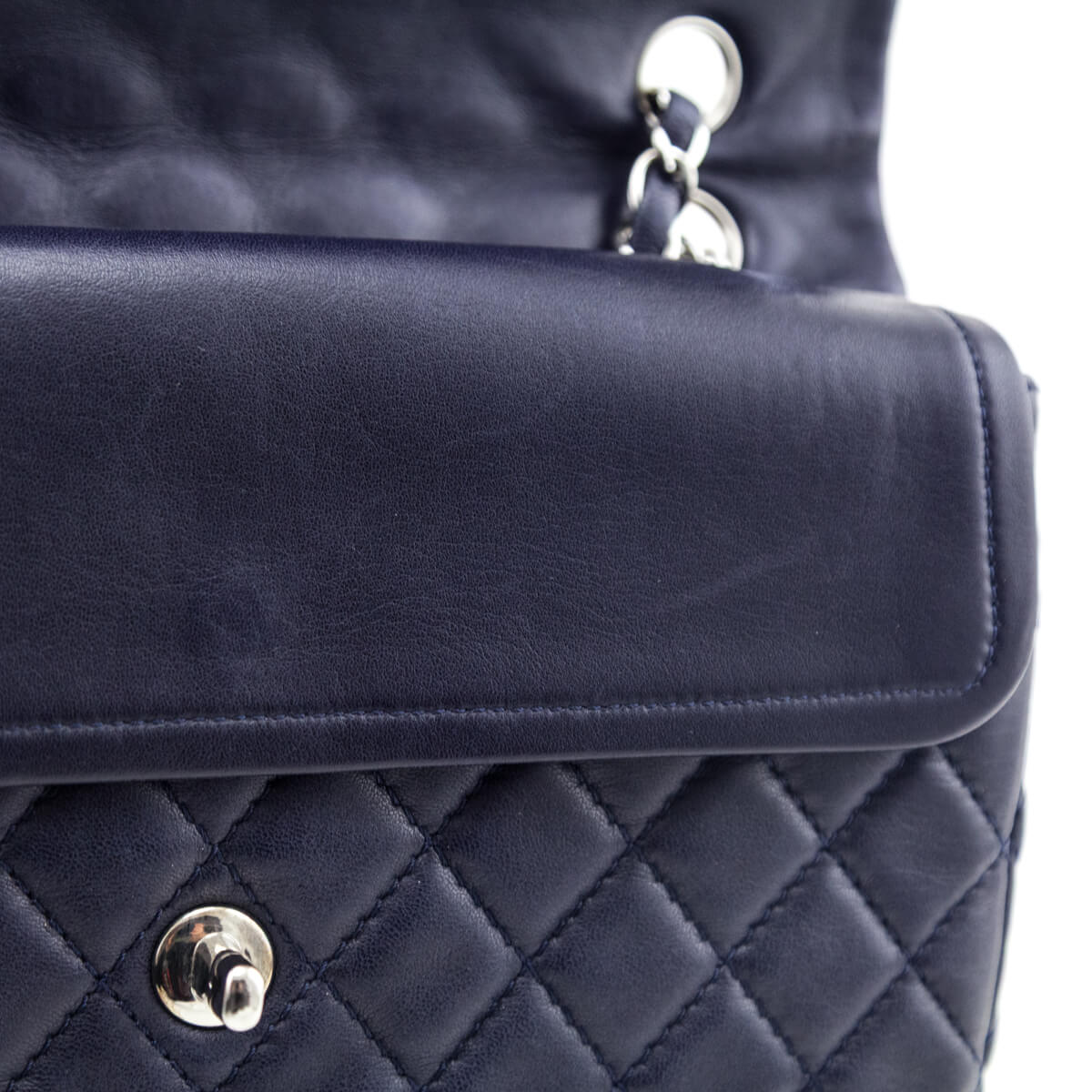Chanel Navy Quilted Lambskin Medium Soft Double Flap Bag