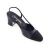 Chanel Navy Leather & Black Cap Toe CC Slingback Pumps Size US 6 | EU 36 - Love that Bag etc - Preowned Authentic Designer Handbags & Preloved Fashions