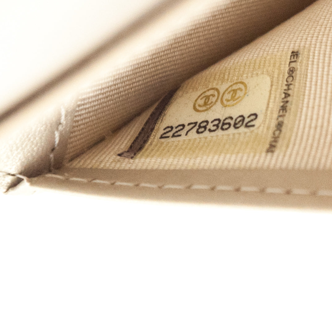 Chanel Pale Gold Caviar Quilted CC Bi-Fold Card Case