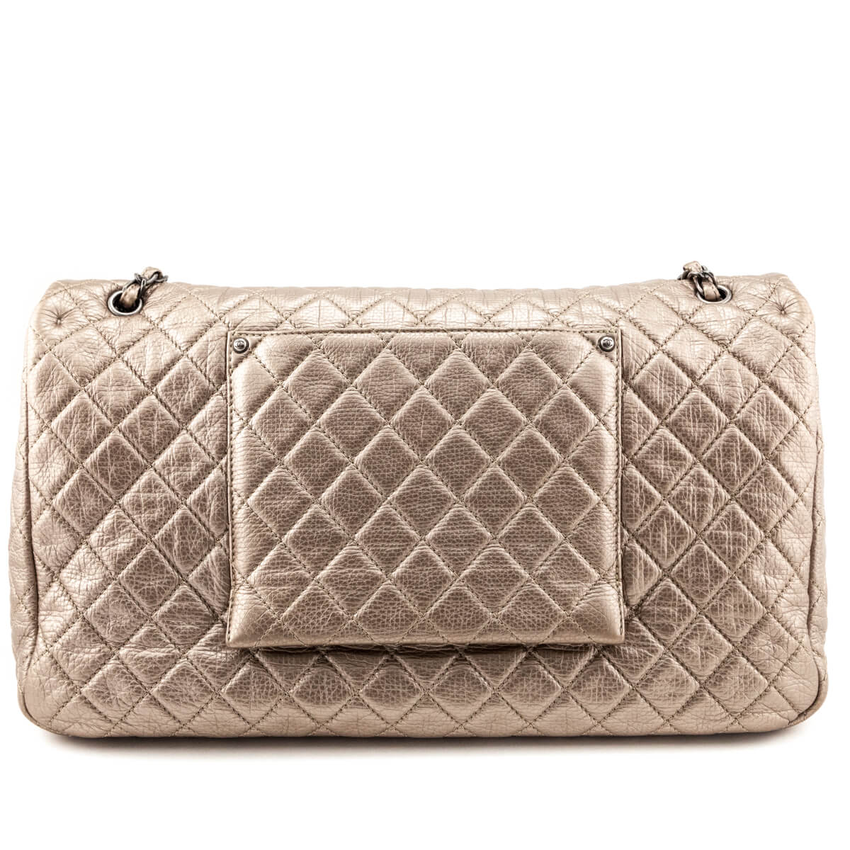 Chanel Pale Gold Metallic Calfskin Quilted XXL Travel Flap Bag - Love that Bag etc - Preowned Authentic Designer Handbags & Preloved Fashions