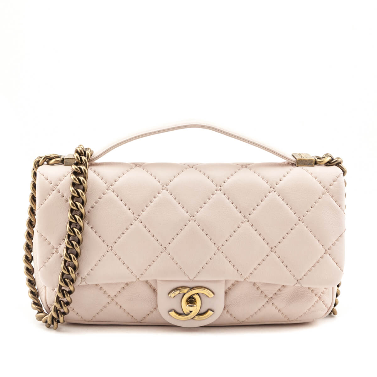 Chanel Pale Pink Calfskin Stitched Medium Urban Day Flap Bag - Love that Bag etc - Preowned Authentic Designer Handbags & Preloved Fashions