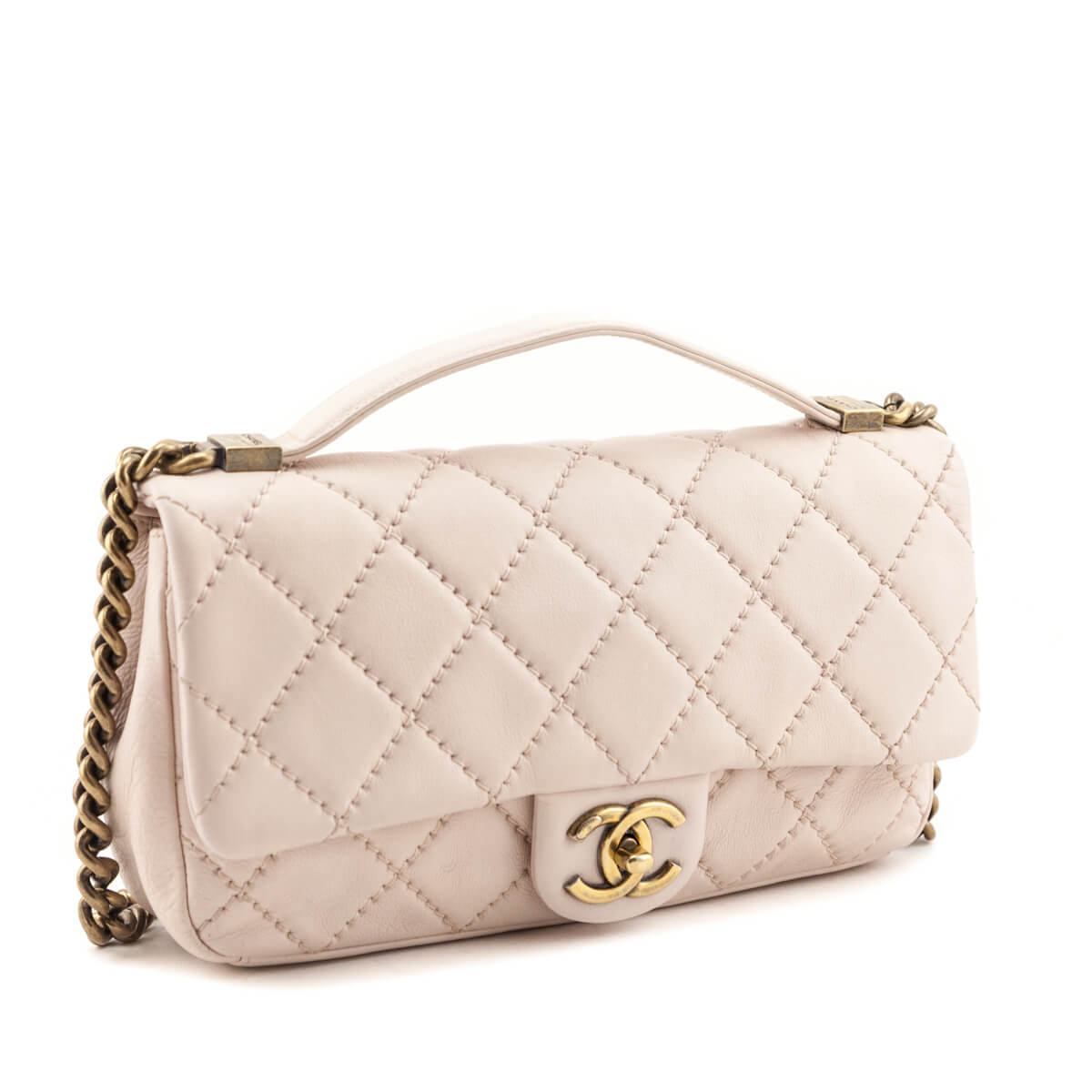 Chanel Pale Pink Calfskin Stitched Medium Urban Day Flap Bag - Love that Bag etc - Preowned Authentic Designer Handbags & Preloved Fashions