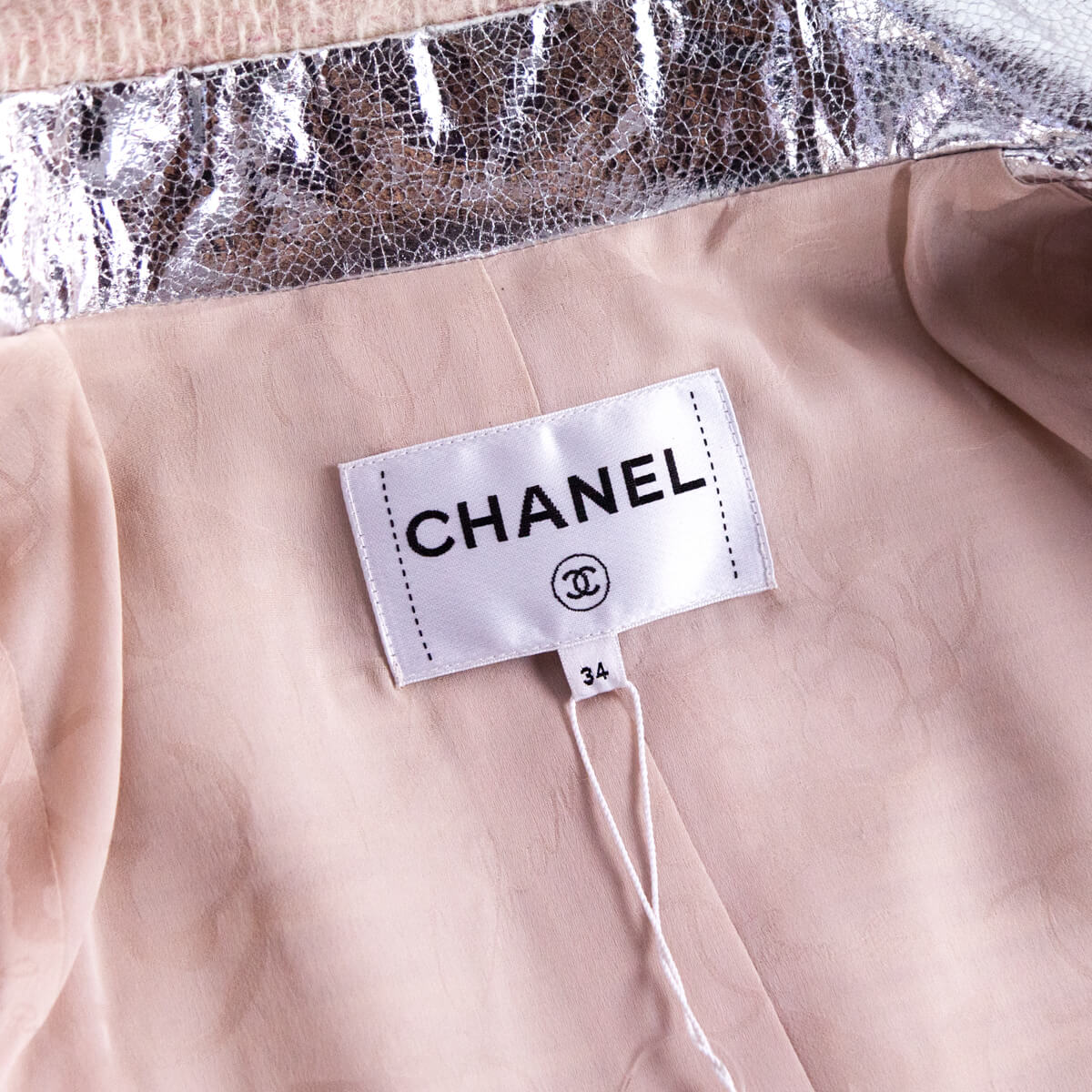 Chanel Pale Pink Mohair Silver Trim Single Breasted Jacket