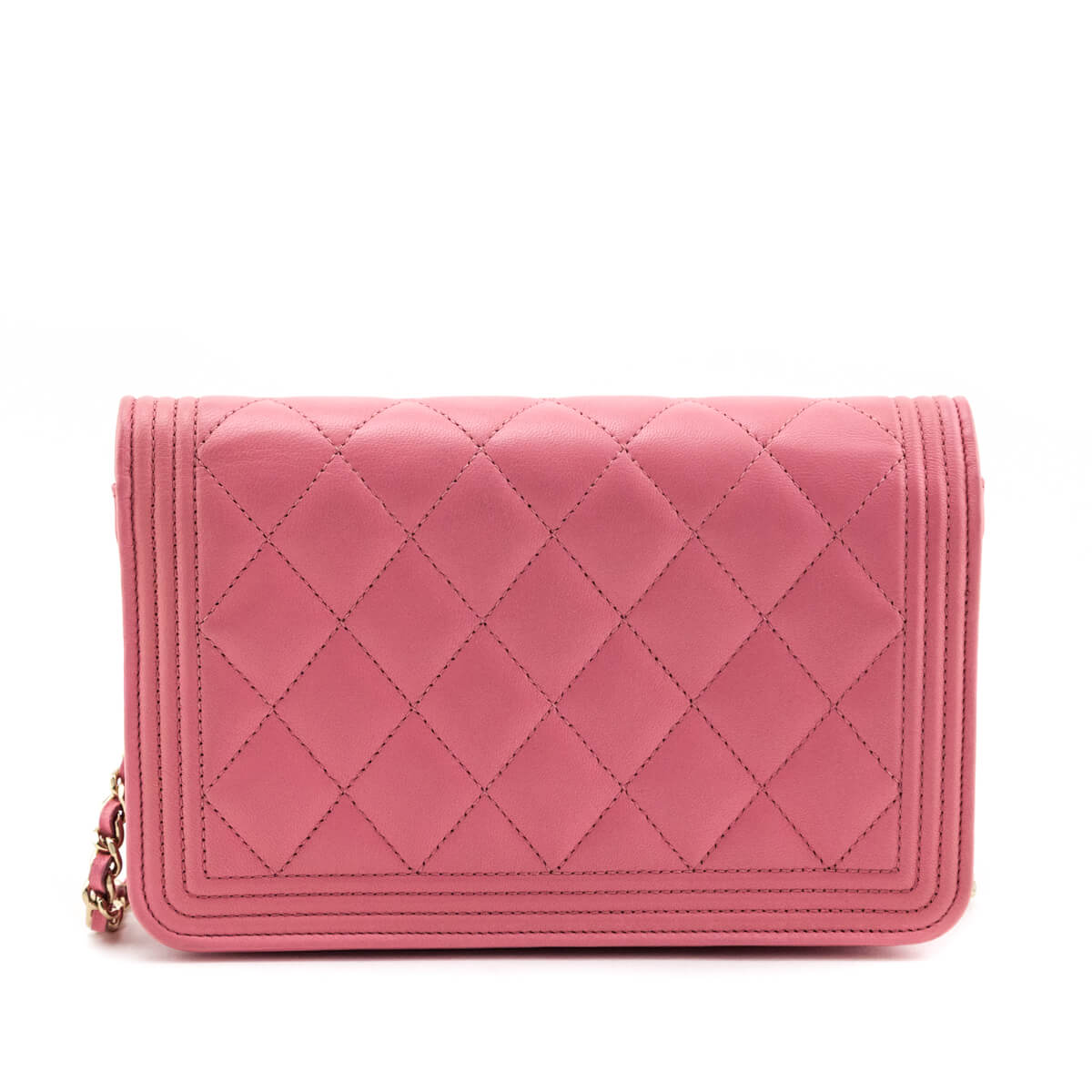 Chanel Pink Calfskin Quilted Boy Wallet On Chain WOC - Love that Bag etc - Preowned Authentic Designer Handbags & Preloved Fashions