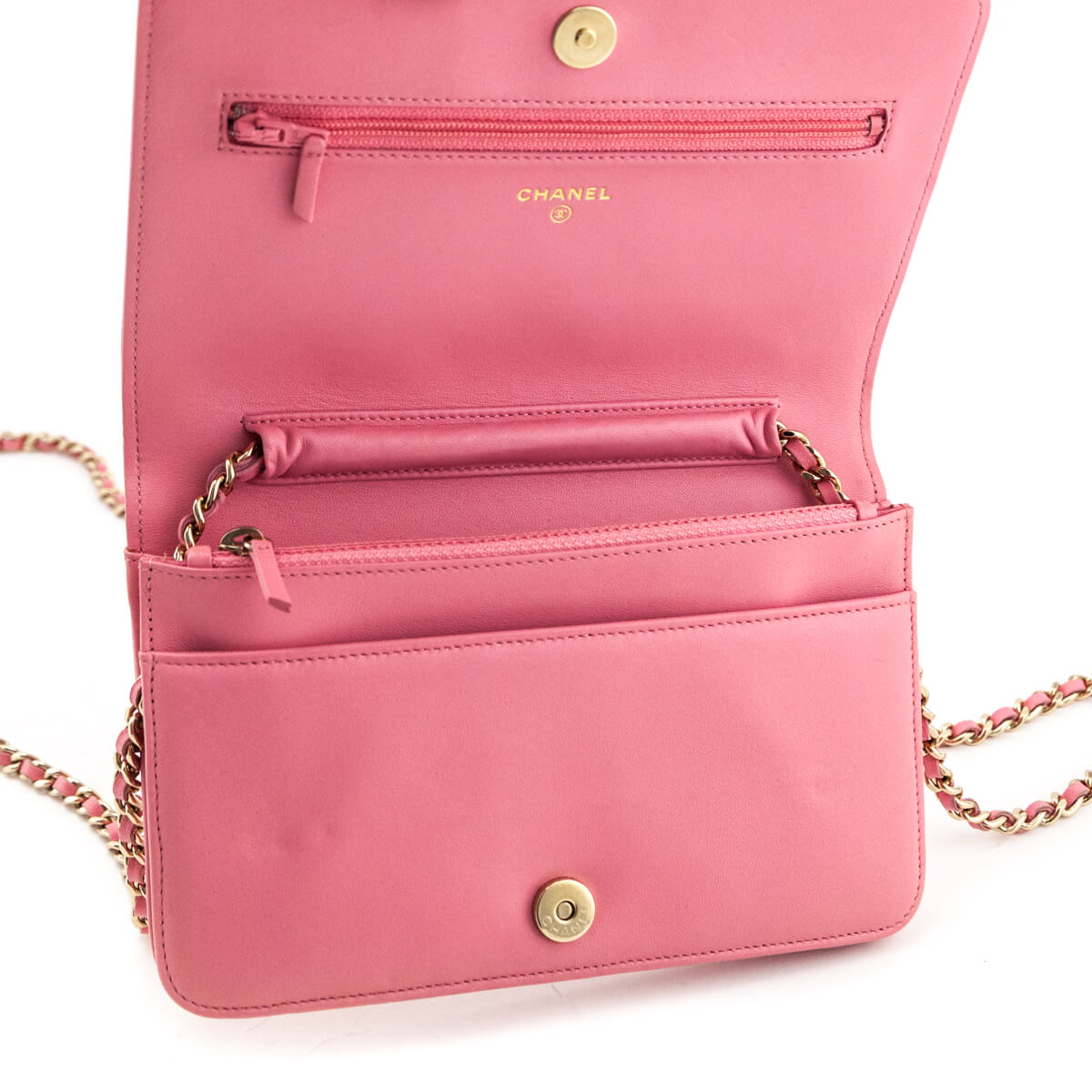 Chanel Pink Calfskin Quilted Boy Wallet On Chain WOC - Love that Bag etc - Preowned Authentic Designer Handbags & Preloved Fashions