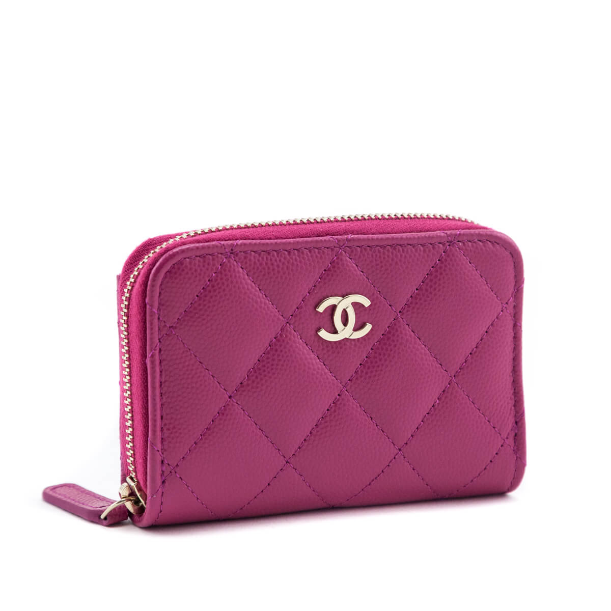 Chanel Pink Quilted Caviar Zip Around Coin Purse Wallet - Love that Bag etc - Preowned Authentic Designer Handbags & Preloved Fashions
