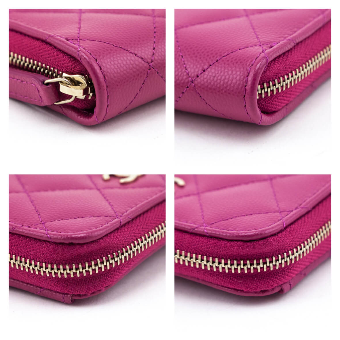 Chanel Pink Quilted Caviar Zip Around Coin Purse Wallet - Love that Bag etc - Preowned Authentic Designer Handbags & Preloved Fashions