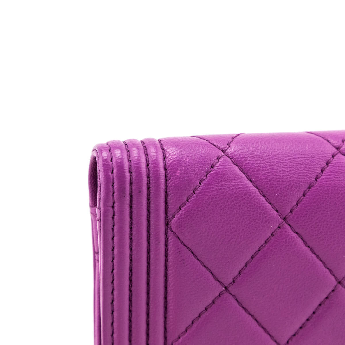 Chanel Purple Quilted Lambskin Boy Yen Wallet - Consign Chanel Canada