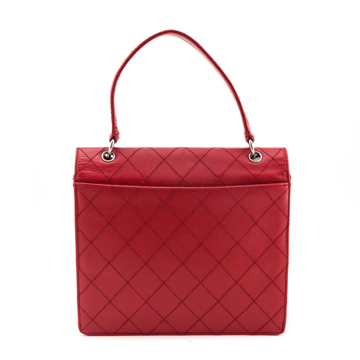 Chanel Red Caviar Top Handle Envelope Flap Bag