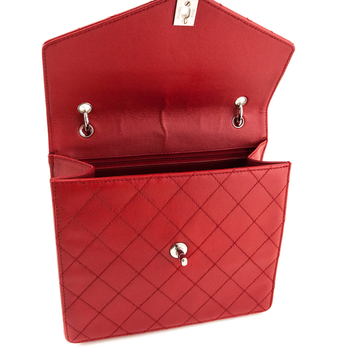 Chanel Red Caviar Top Handle Envelope Flap Bag