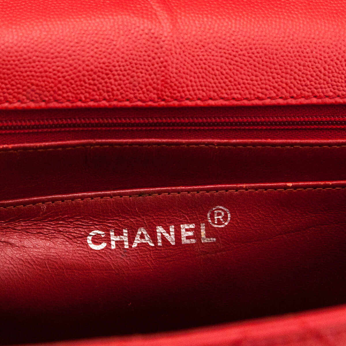 Chanel Red Caviar Top Handle Envelope Flap Bag