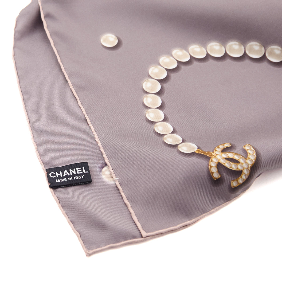 Chanel Taupe Silk Pearl Scarf - Love that Bag etc - Preowned Authentic Designer Handbags & Preloved Fashions