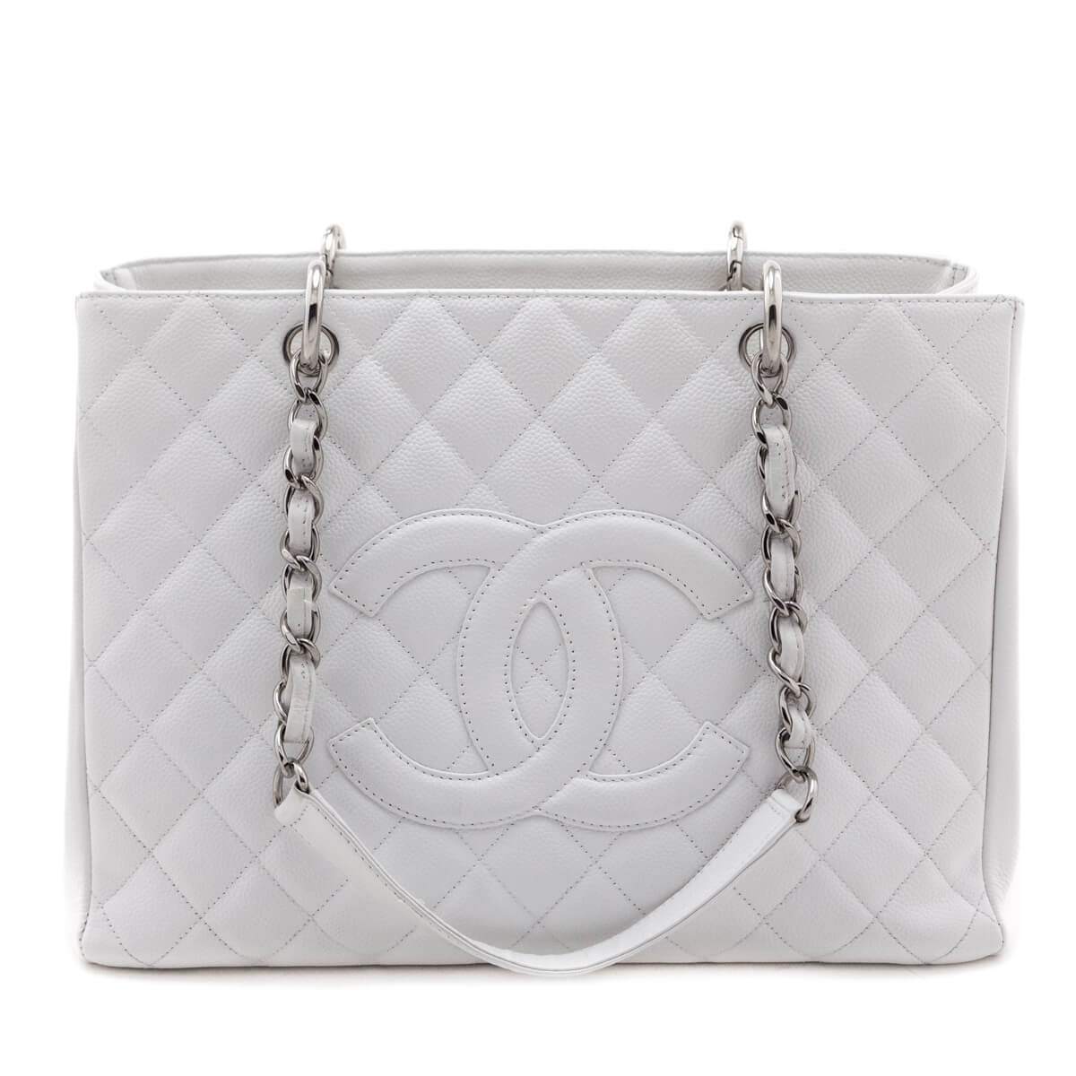 Chanel White Caviar Quilted Grand Shopping Tote - Love that Bag etc - Preowned Authentic Designer Handbags & Preloved Fashions