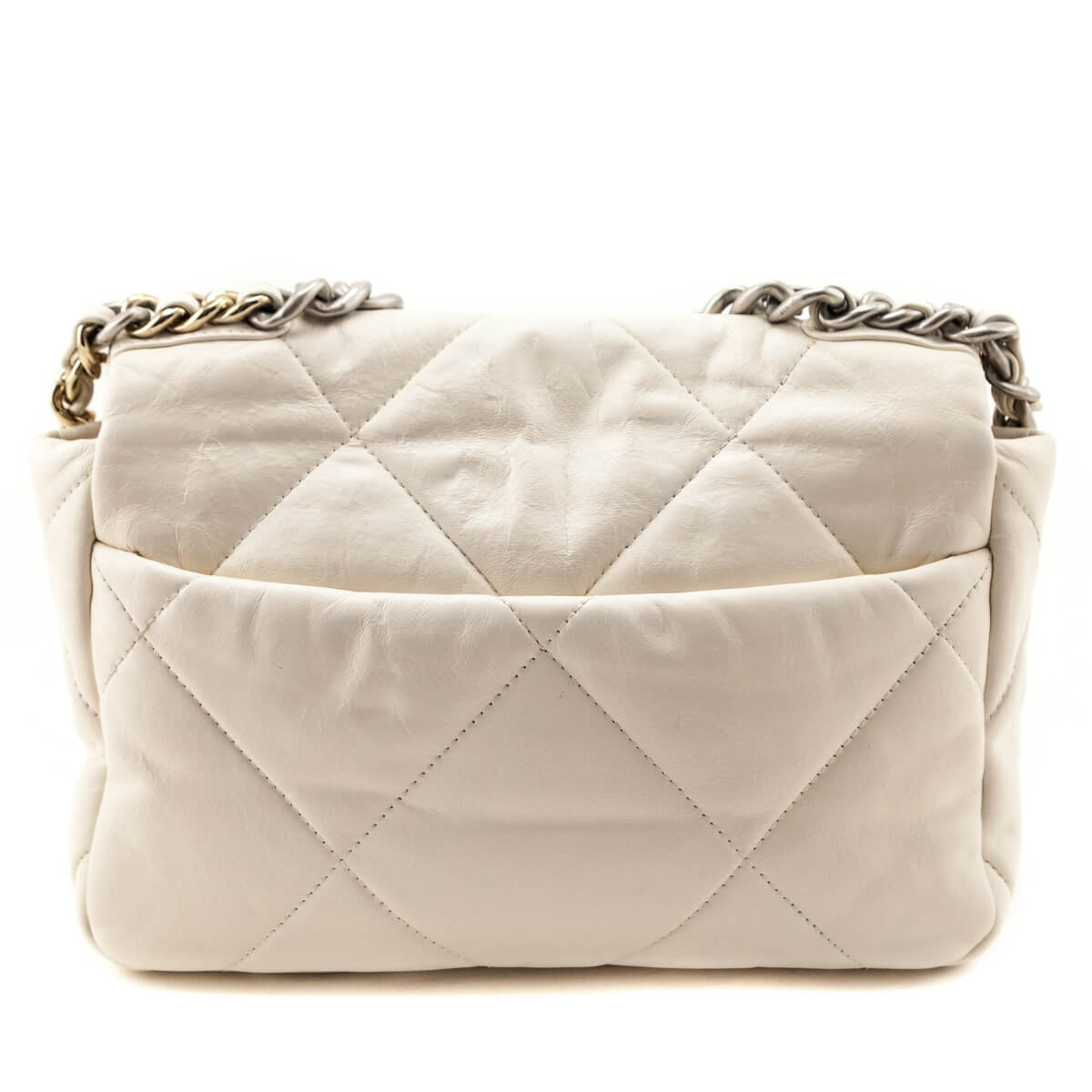 Chanel White Crumpled Calfskin Quilted Medium Chanel 19 - Love that Bag etc - Preowned Authentic Designer Handbags & Preloved Fashions