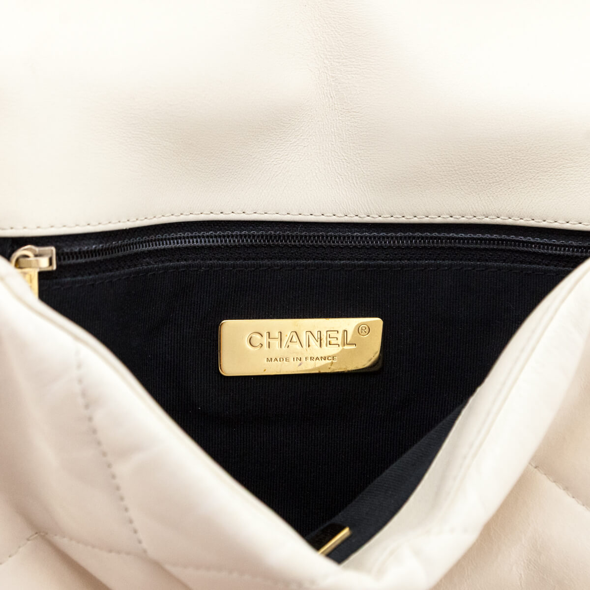 Chanel White Crumpled Calfskin Quilted Medium Chanel 19 - Love that Bag etc - Preowned Authentic Designer Handbags & Preloved Fashions