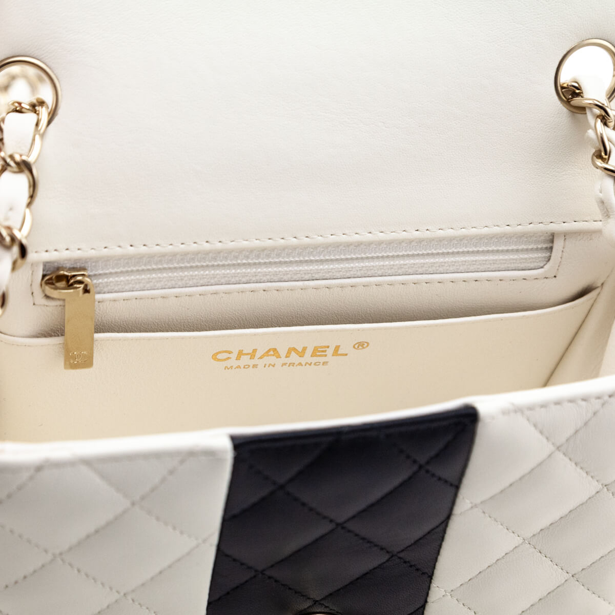 Chanel White & Black Lambskin Quilted Mini Square Flap Bag - Love that Bag etc - Preowned Authentic Designer Handbags & Preloved Fashions