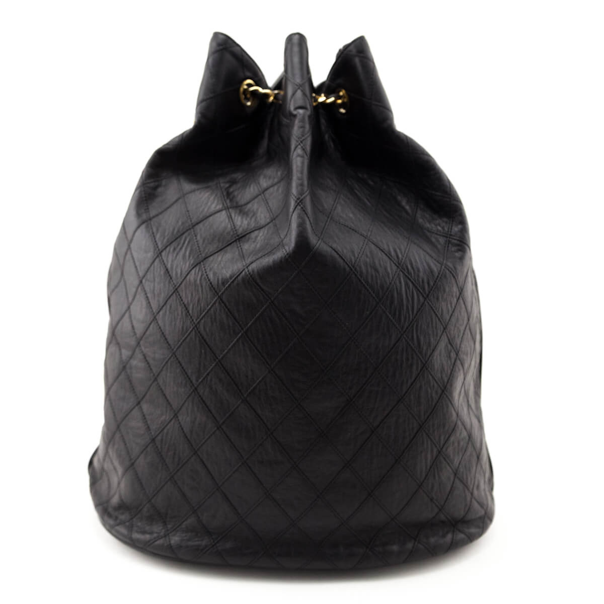Chanel Black Lambskin Quilted Drawstring Bucket Bag - Love that Bag etc - Preowned Authentic Designer Handbags & Preloved Fashions