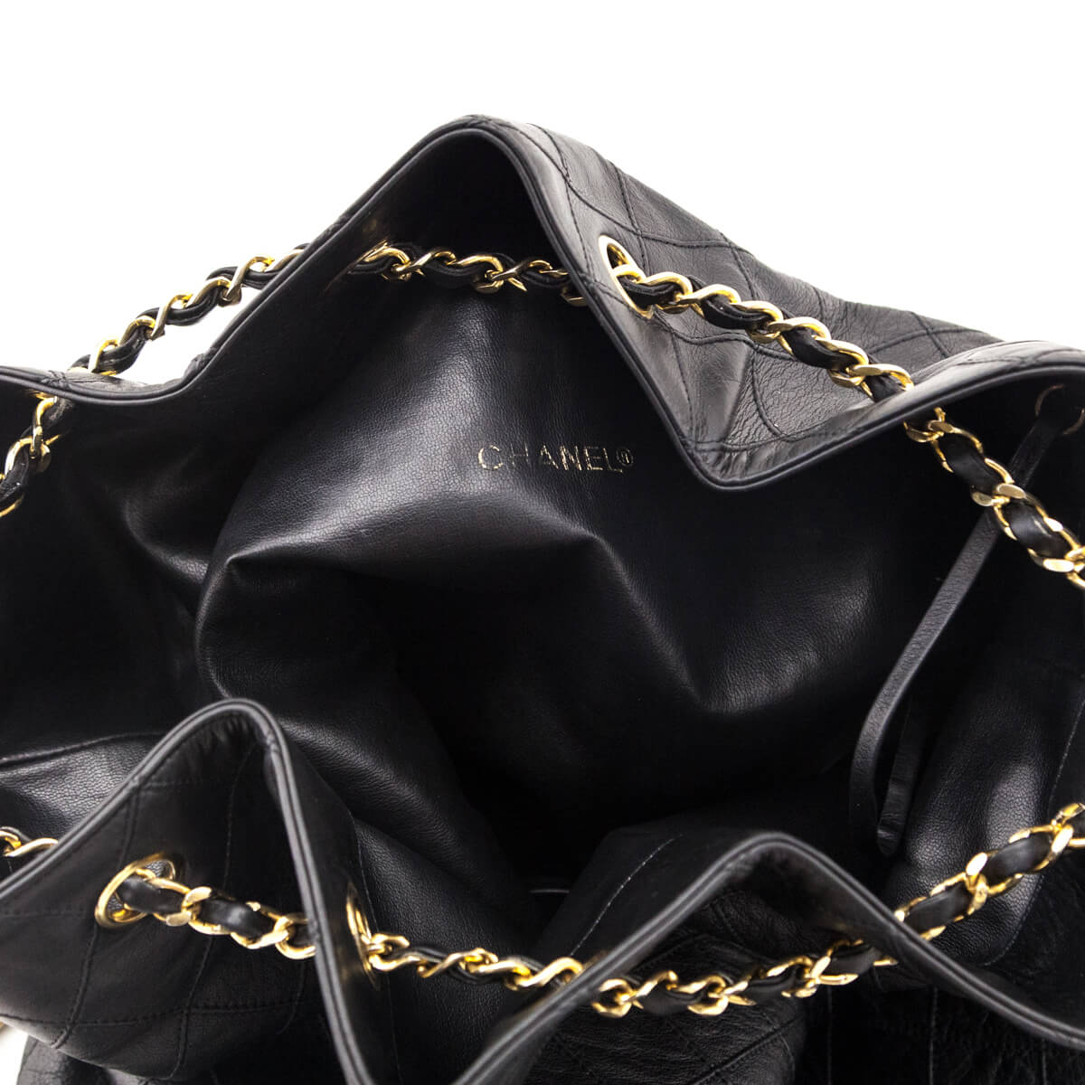 Chanel Black Lambskin Quilted Drawstring Bucket Bag - Love that Bag etc - Preowned Authentic Designer Handbags & Preloved Fashions
