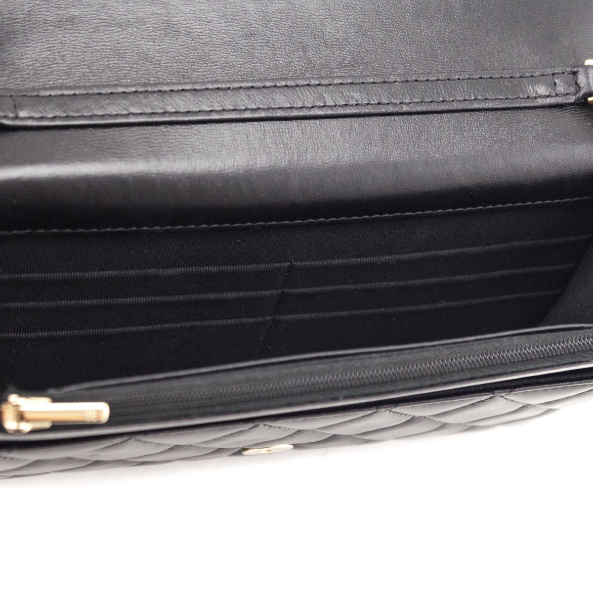 Chanel Black Lambskin Resin Quilted Wallet On Chain WOC
