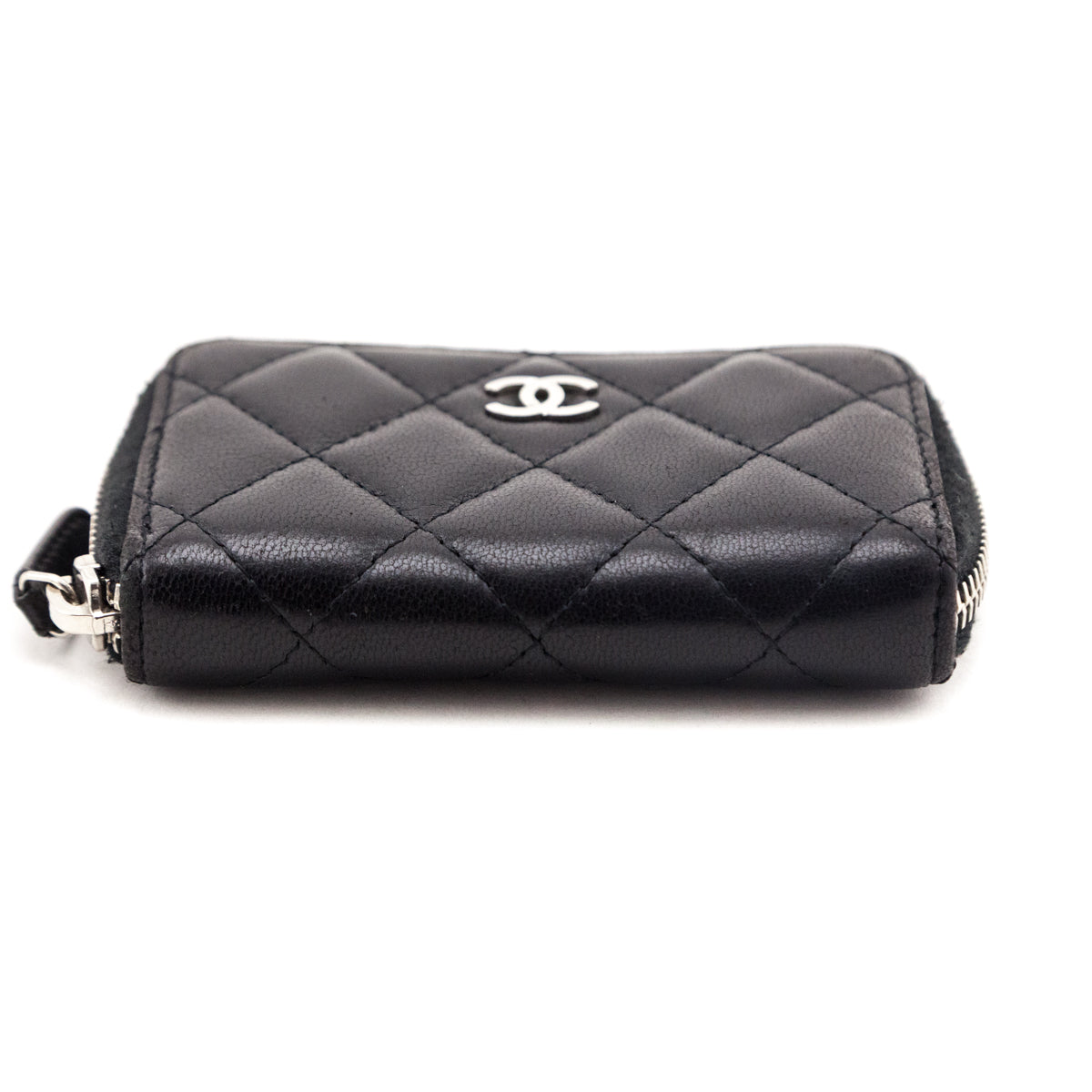 Chanel Black Quilted Lambskin Zip Around Coin Purse Wallet - Love that Bag etc - Preowned Authentic Designer Handbags & Preloved Fashions