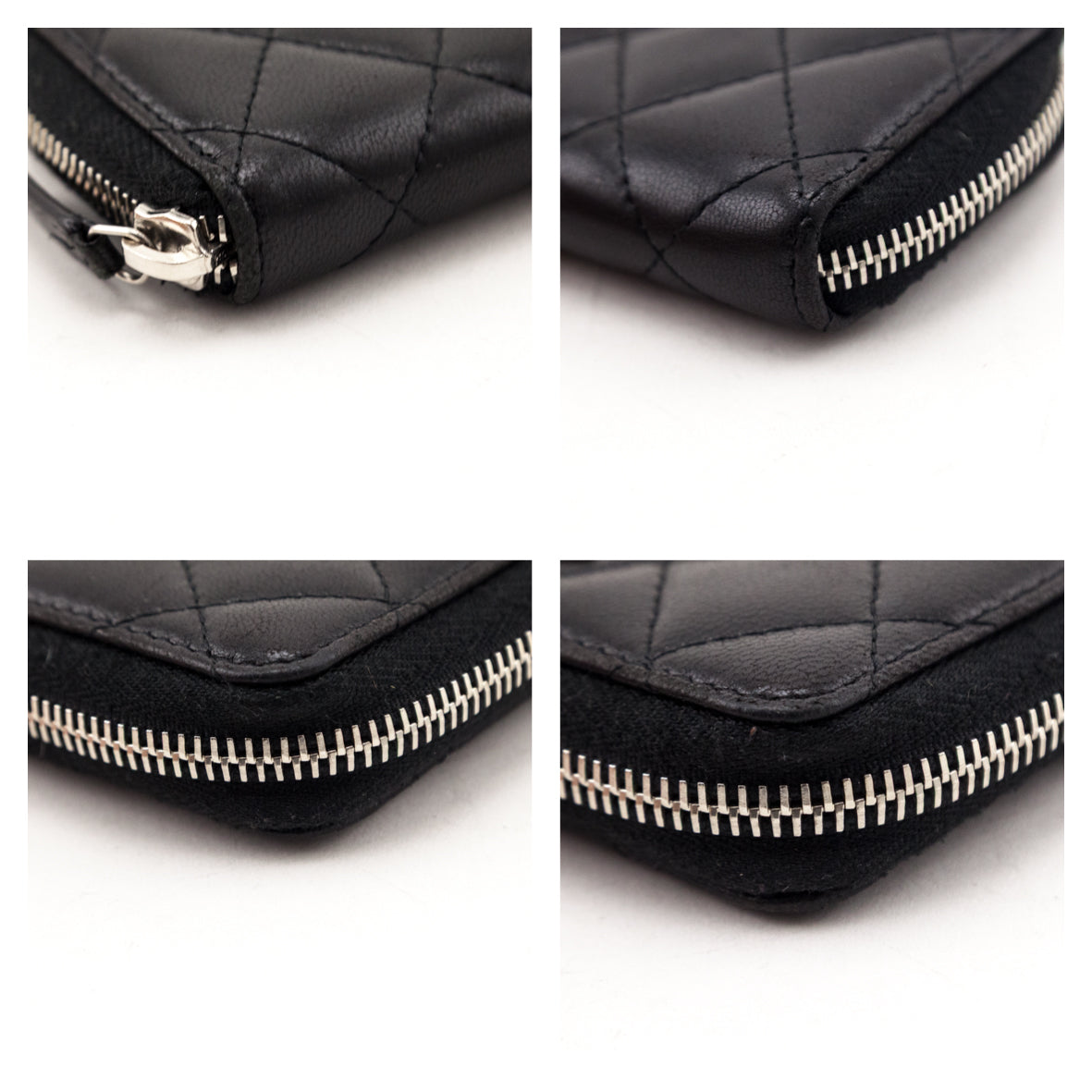 Chanel Black Quilted Lambskin Zip Around Coin Purse Wallet - Love that Bag etc - Preowned Authentic Designer Handbags & Preloved Fashions