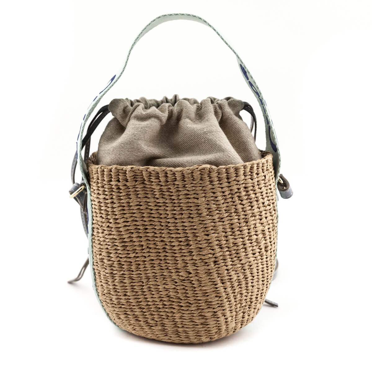 Chloe Blue-Green Natural Woven Fiber Small Woody Basket Bag - Love that Bag etc - Preowned Authentic Designer Handbags & Preloved Fashions