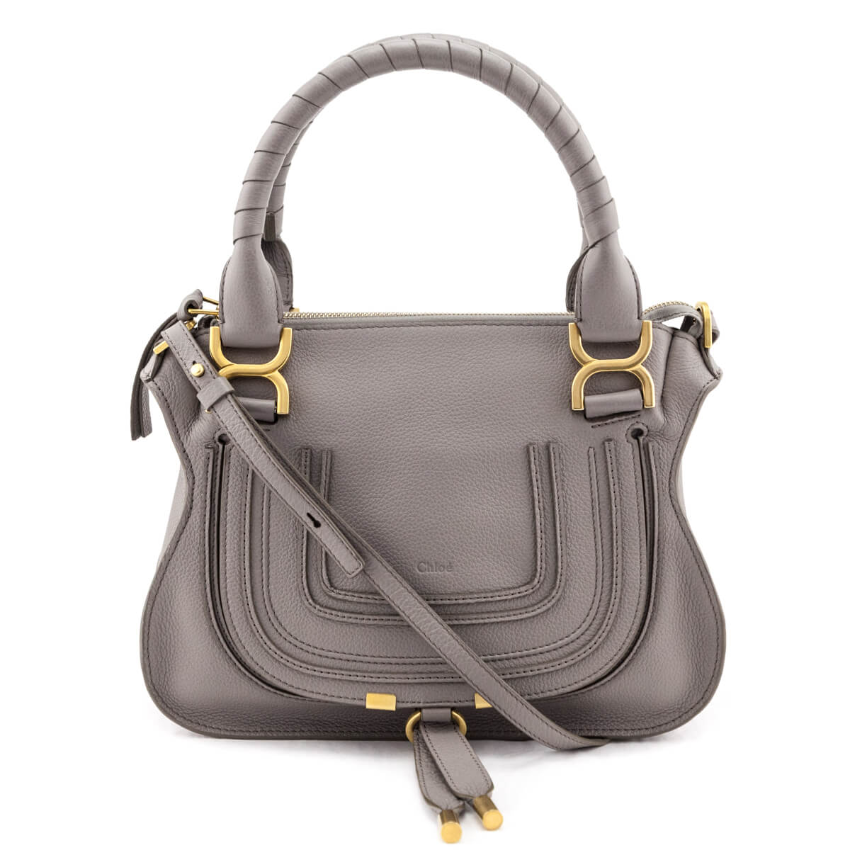Chloe Cashmere Grey Calfskin Small Marcie Satchel - Love that Bag etc - Preowned Authentic Designer Handbags & Preloved Fashions