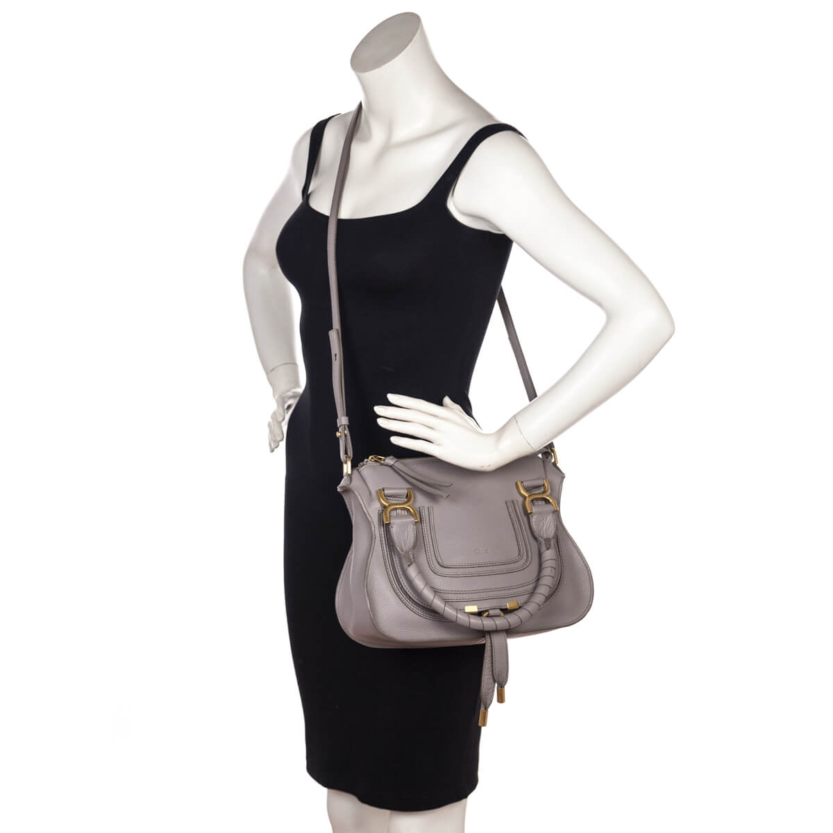 Chloe Cashmere Grey Calfskin Small Marcie Satchel - Love that Bag etc - Preowned Authentic Designer Handbags & Preloved Fashions
