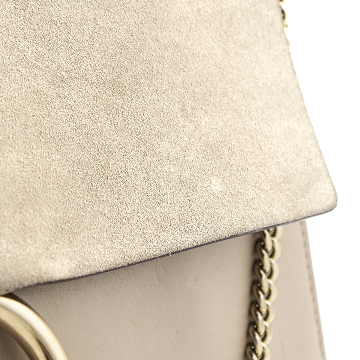 Chloe Motty Grey Calfskin Suede Medium Faye Shoulder Bag