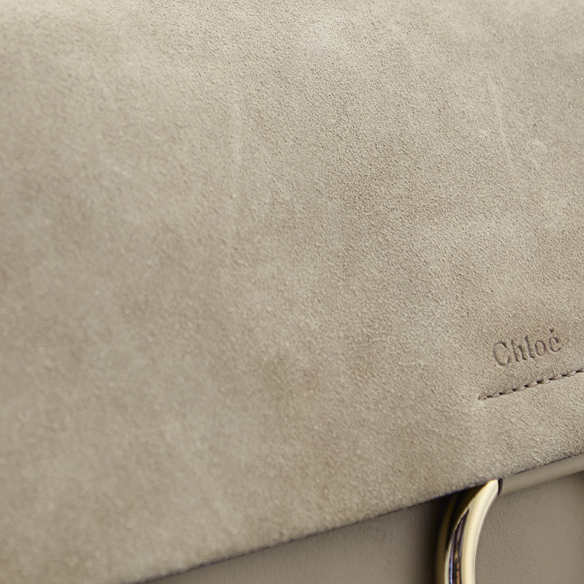 Chloe Motty Grey Calfskin Suede Medium Faye Shoulder Bag