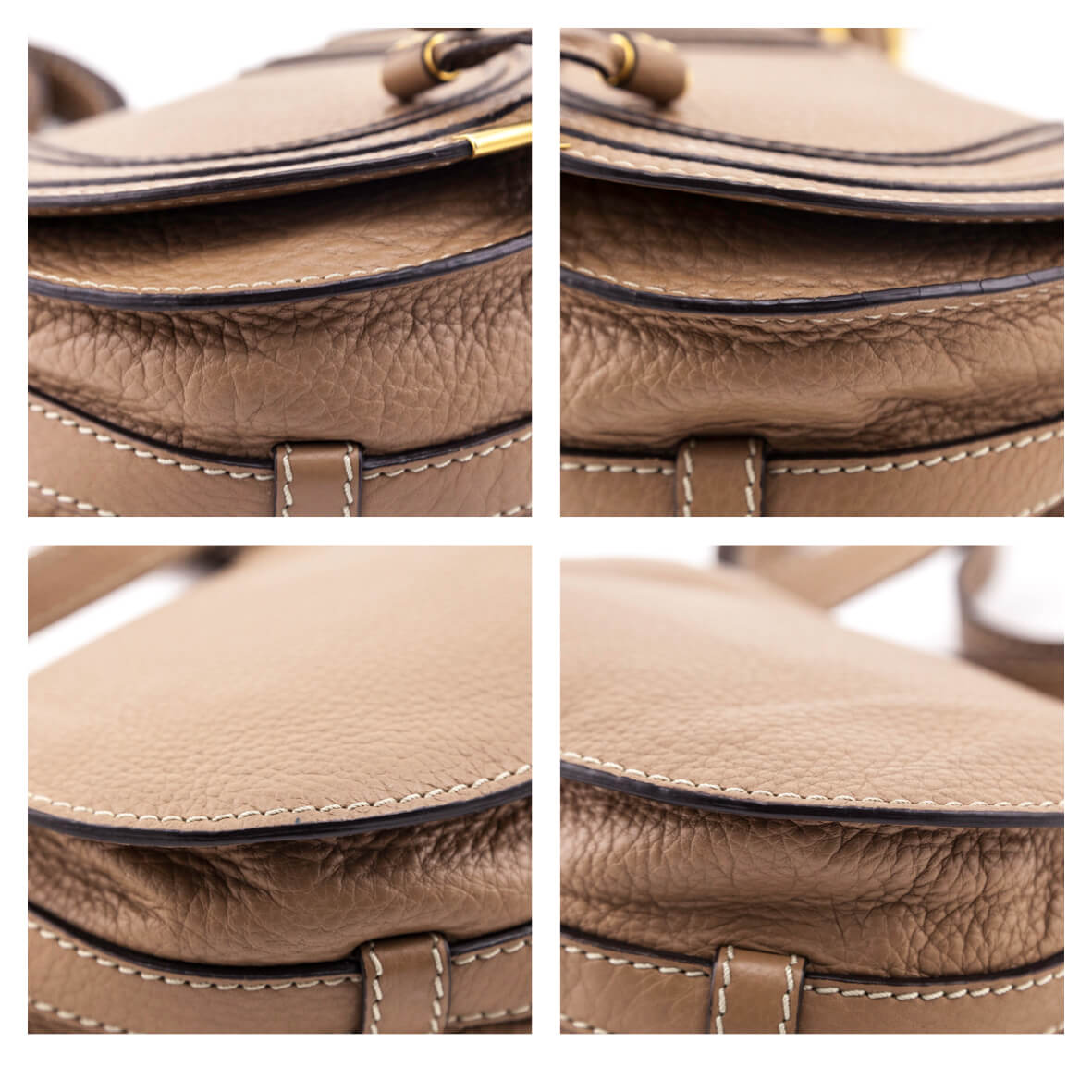 Chloe Taupe Calfskin Mini Marcie Round Saddle Crossbody - Love that Bag etc - Preowned Authentic Designer Handbags & Preloved Fashions