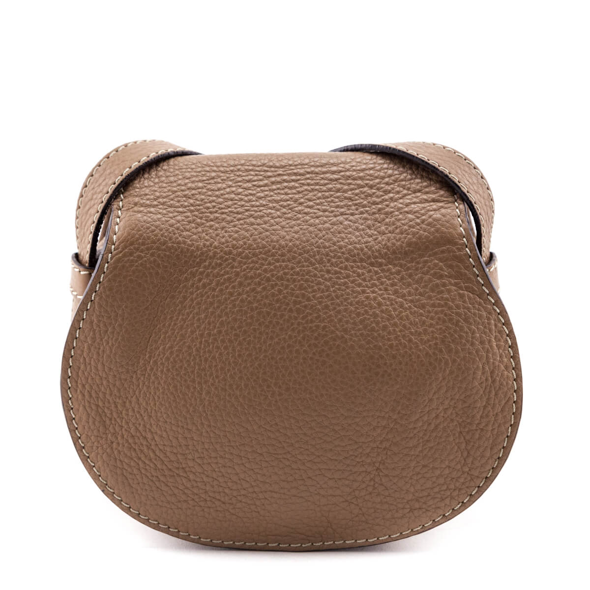 Chloe Taupe Calfskin Mini Marcie Round Saddle Crossbody - Love that Bag etc - Preowned Authentic Designer Handbags & Preloved Fashions