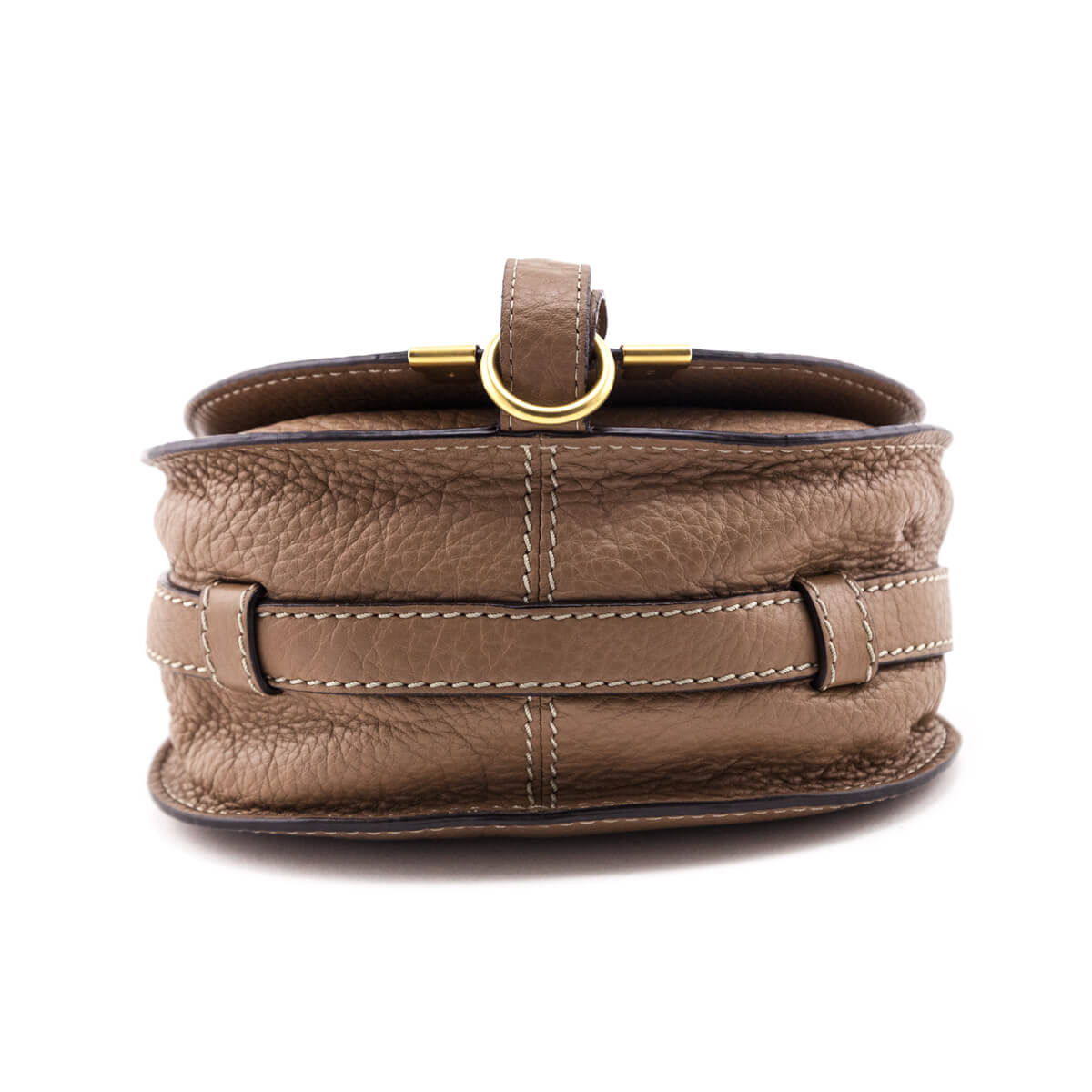 Chloe Taupe Calfskin Mini Marcie Round Saddle Crossbody - Love that Bag etc - Preowned Authentic Designer Handbags & Preloved Fashions