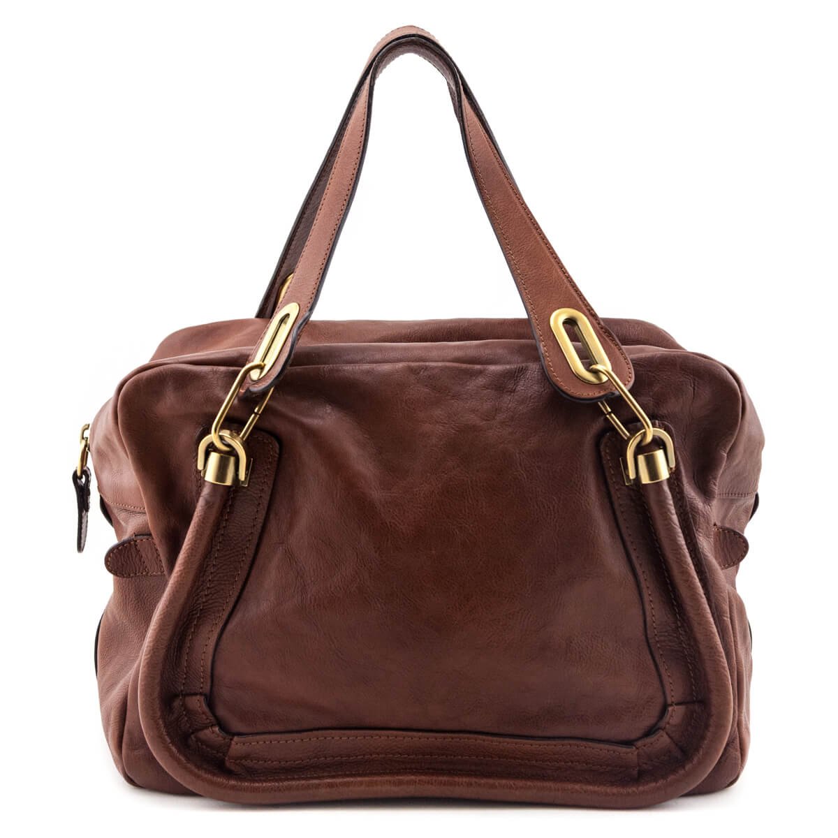 Chloe Red Brown Calfskin Medium Paraty Bag