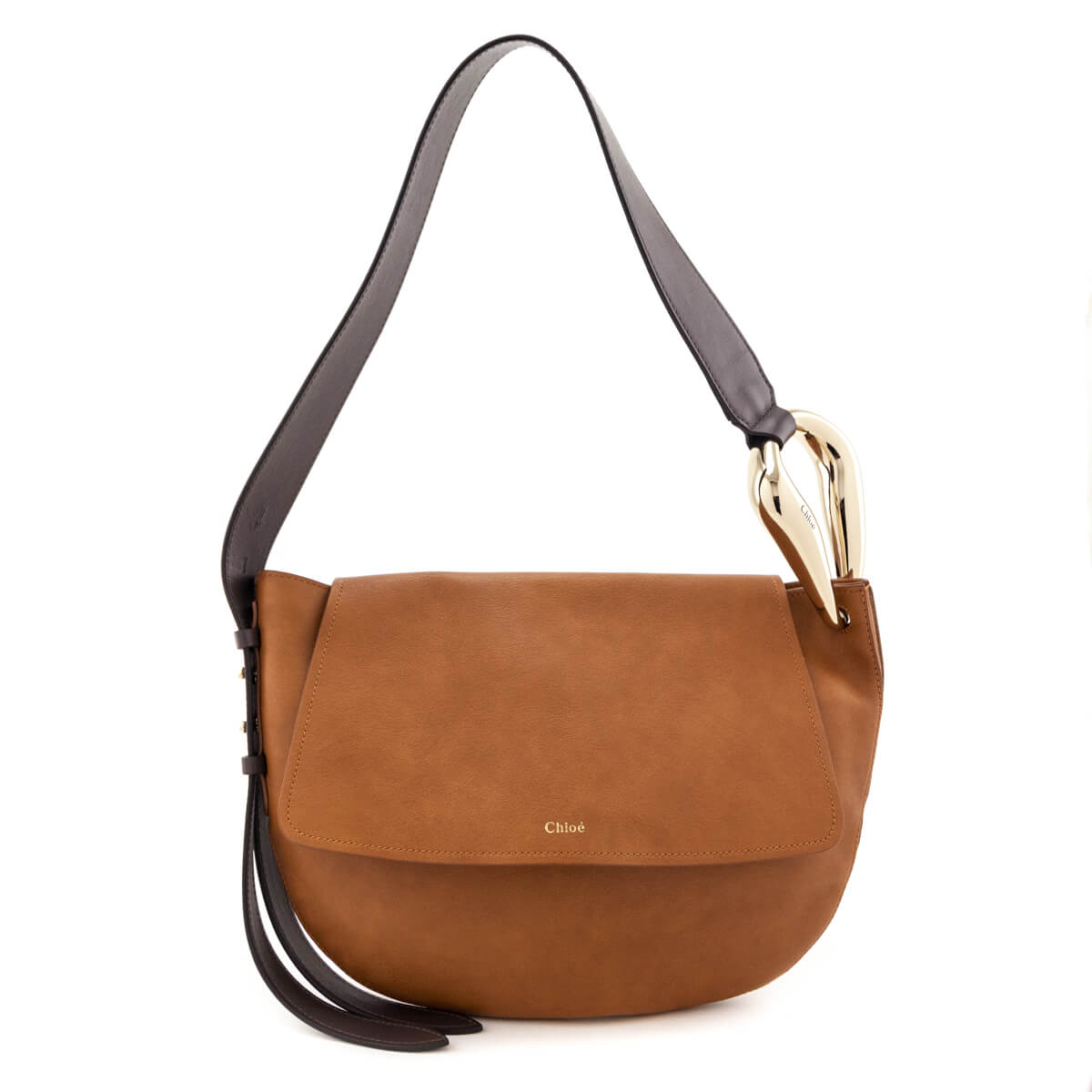 Chloe Tan Calfskin Small Kiss Shoulder Bag - Love that Bag etc - Preowned Authentic Designer Handbags & Preloved Fashions