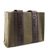 Chloe Warm Green Linen Calfskin Medium Woody Tote - Love that Bag etc - Preowned Authentic Designer Handbags & Preloved Fashions